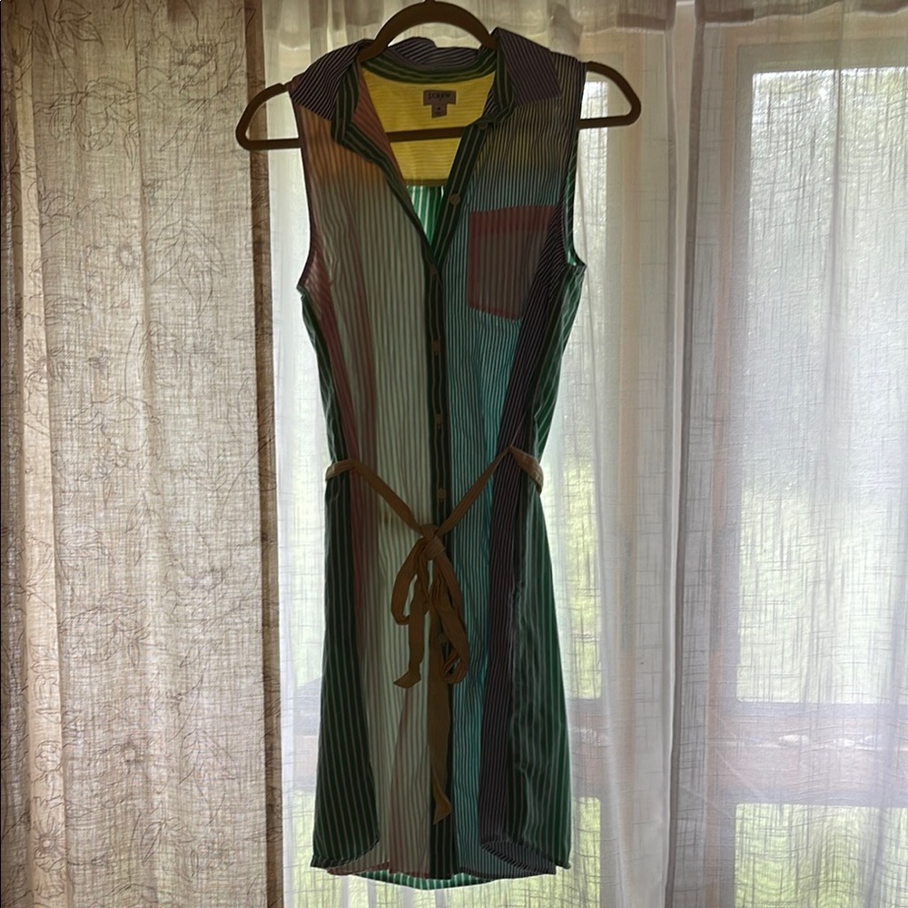 J. Crew Green Sheath Dress Sleeveless V-Neck Mini